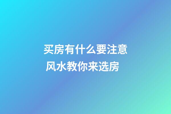 买房有什么要注意 风水教你来选房